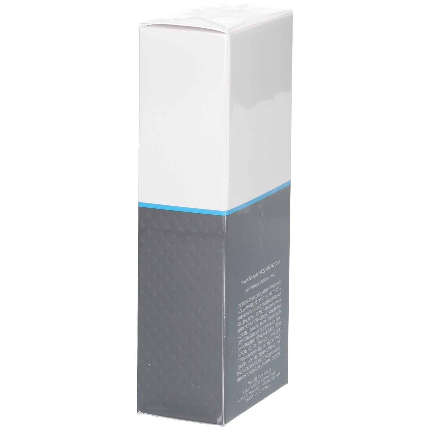Issey Miyake L'Eau d'Issey Pour Homme Sport Eau de Toilette 50ml, zijaanzicht met ingrediënten.
