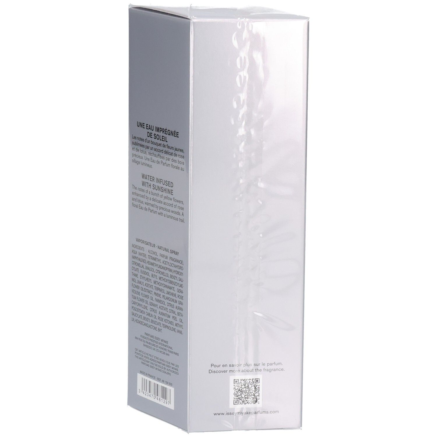 Issey Miyake L'Eau d'Issey Eau de Parfum 50ml, dos avec ingrédients.