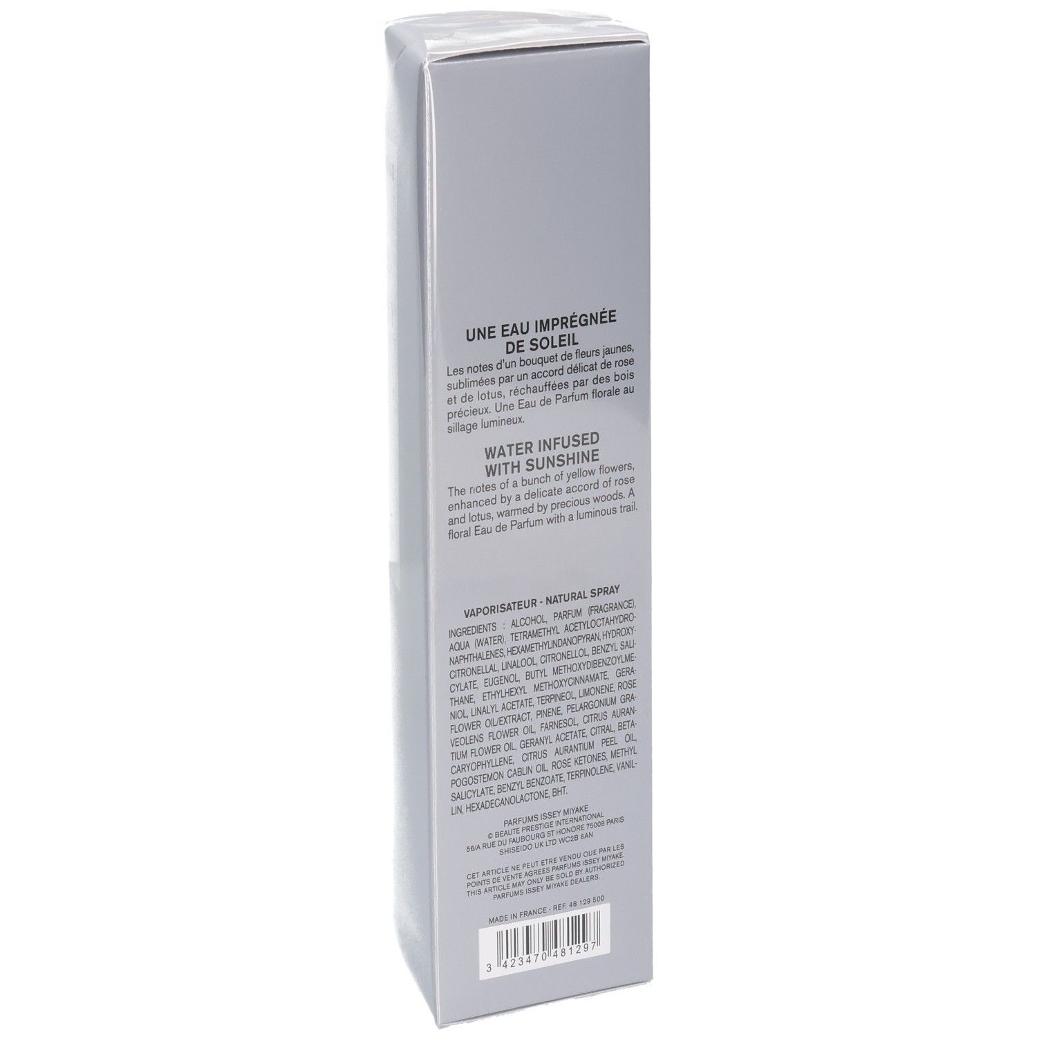 Issey Miyake L'Eau d'Issey Eau de Parfum 50ml, dos avec description.