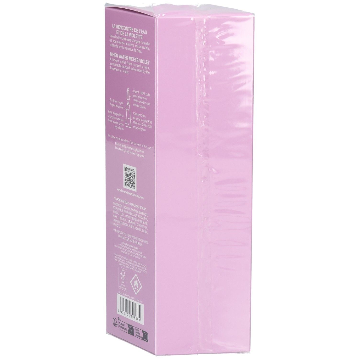 Achterkant van de Issey Miyake L'Eau d'Issey Solar Violet Eau de Toilette Intense verpakking.
