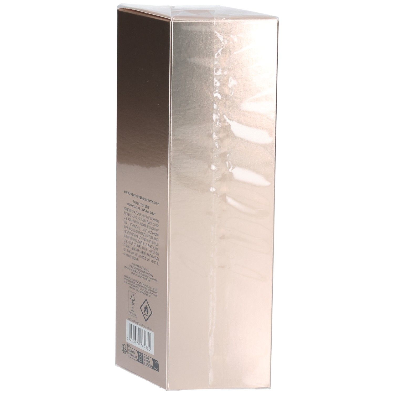 Issey Miyake Nectar d'Issey Petale de Nectar Eau de Toilette achterkant verpakking met ingrediënten.