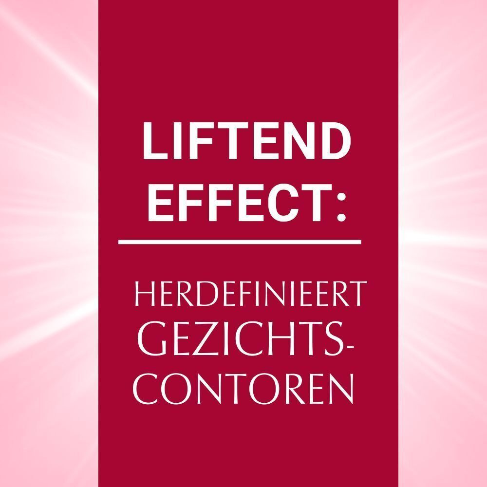 Tekst: Liftend effect: Herdefinieert gezichtscontouren. Product Eucerin.