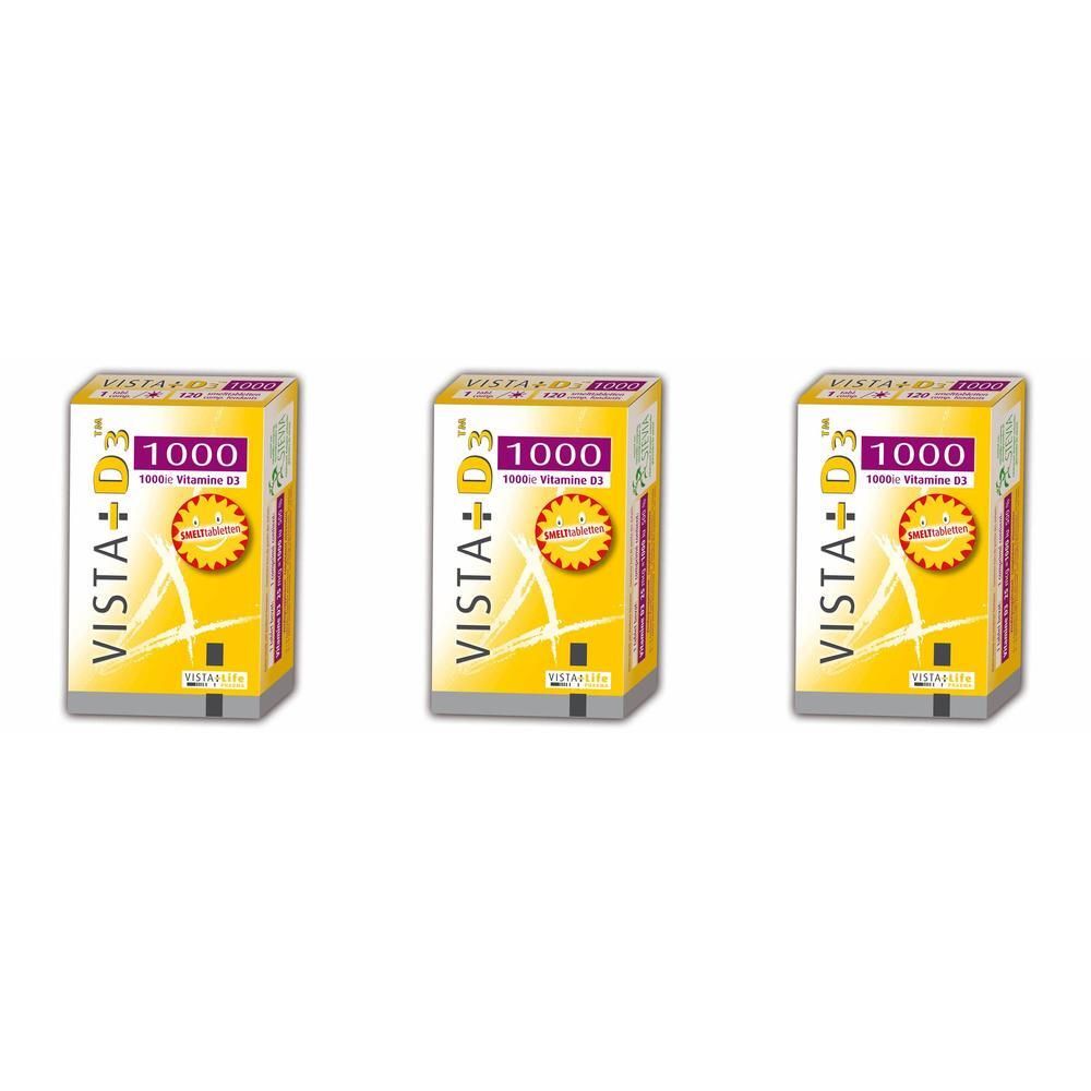 Drie gele dozen met de tekst "VISTA+D3 1000". 