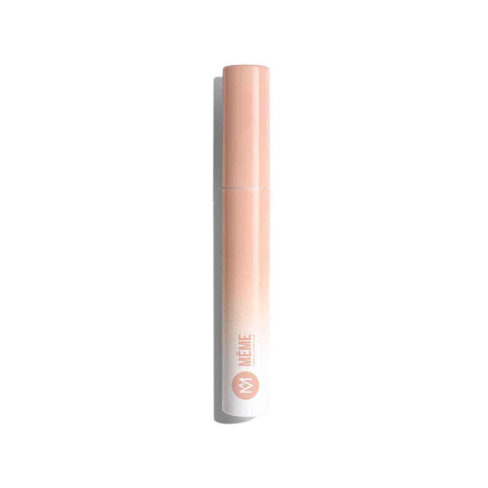 Mascaratube met gesloten dop. Verloop van wit naar roze. Merk Même.