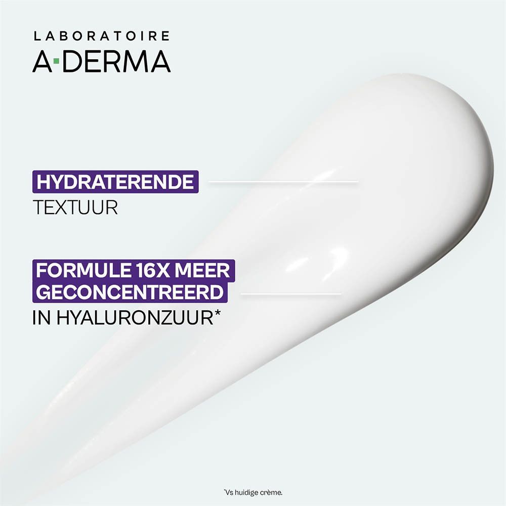 Witte crèmevlek. Tekst: Hydraterende textuur, Formule 16x meer geconcentreerd.