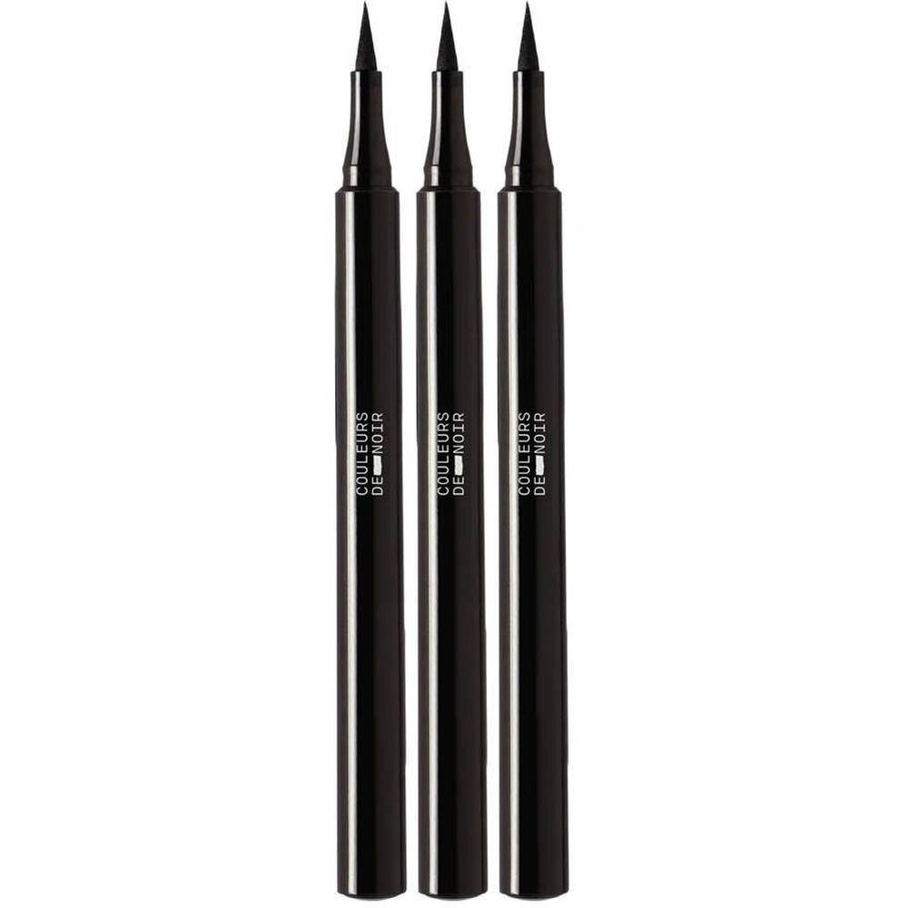 Trois eye-liners noirs. Inscription: Couleurs de Noir.