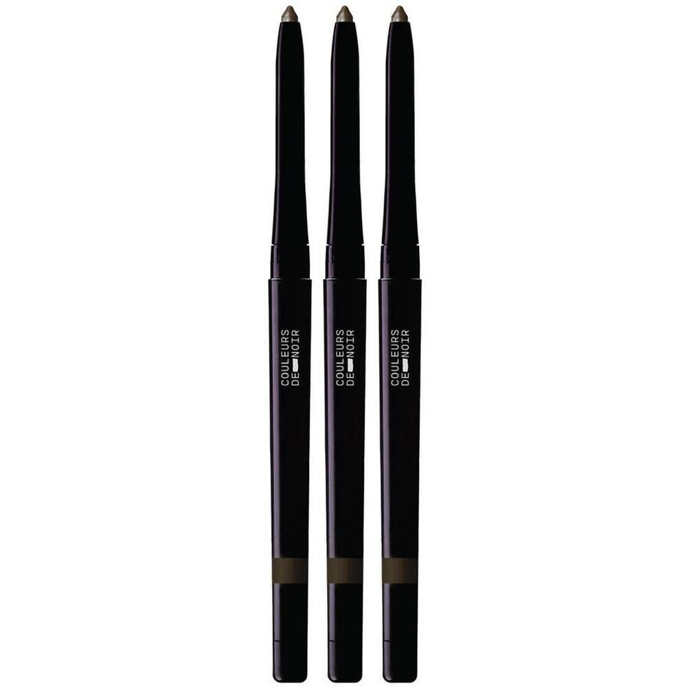 Trois stylos à sourcils noirs. Chaque stylo porte l'inscription "Couleurs de Noir".