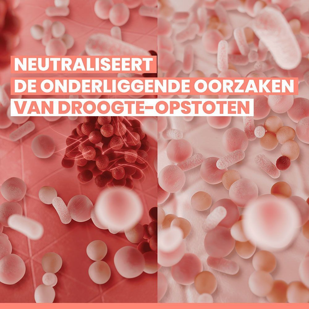 Grafiek met microscopische beelden. Tekst: NEUTRALISEERT DE ONDERLIGGENDE OORZAKEN VAN DROOGTE-OPSTOTEN.
