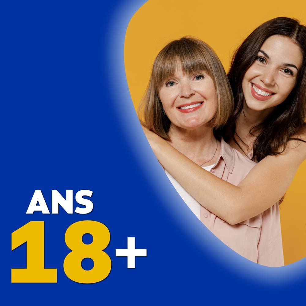 Deux femmes souriantes. Texte: ANS 18+.