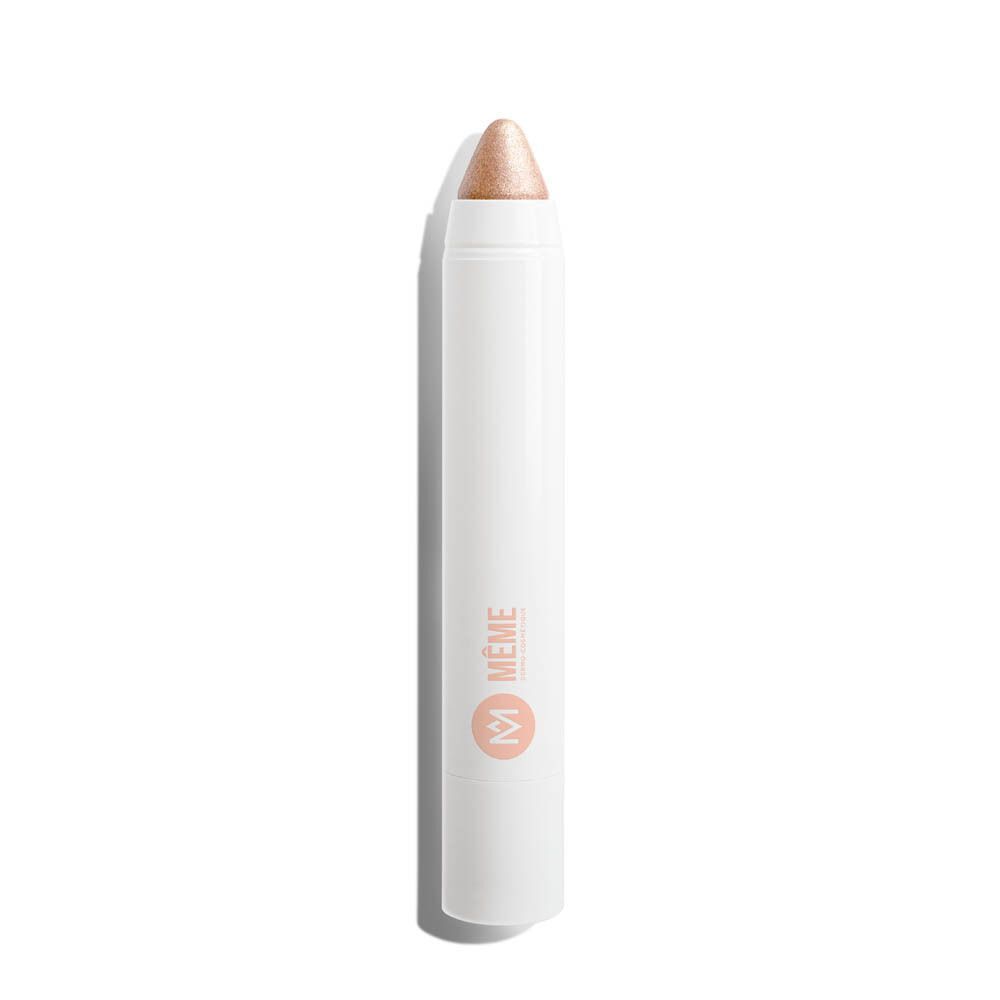 Crayon blanc avec fard à paupières doré. Logo "Même".
