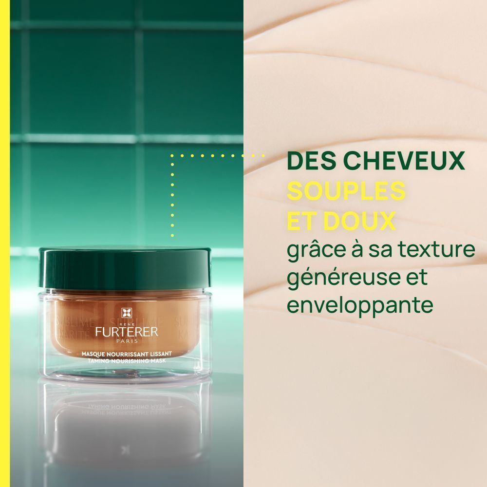 Masque capillaire en pot. Texte : Des cheveux souples et doux grâce à sa texture généreuse et enveloppante.