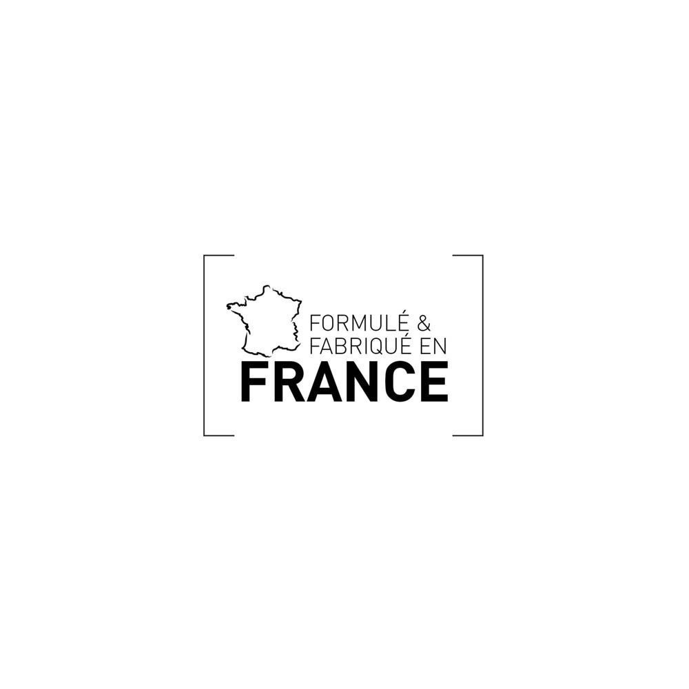 Logo: Formulé & Fabriqué en France, avec contour de la France.