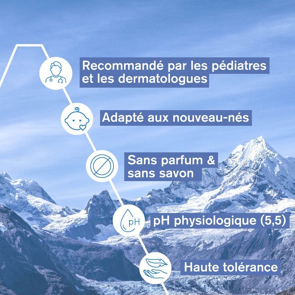Graphique avec recommandations: Recommandé par les pédiatres et dermatologues, adapté aux nouveau-nés.