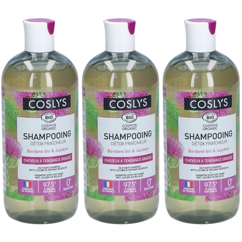Coslys Shampoing Bio Détox Fraîcheur Cheveux À Tendance Grasse Bardane Et Jujubier