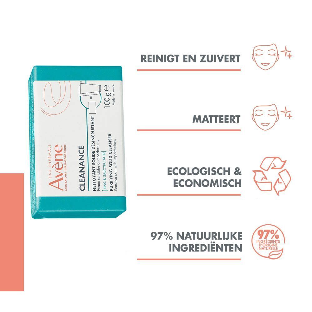 Productreeks: zeep, thermaalwaterspray, anti-onzuiverheden concentraat, zonnecrème SPF50+.
