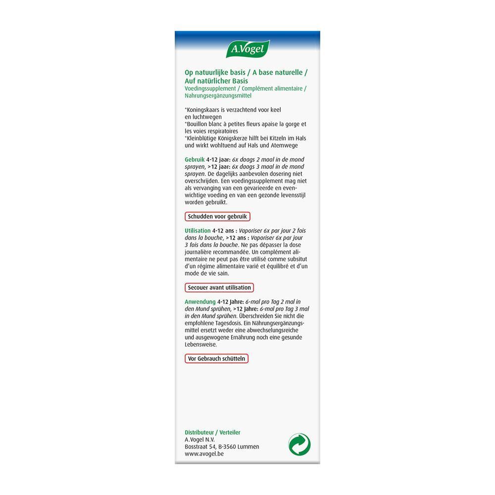 Dos de l'emballage. Texte en néerlandais et français. Informations sur l'utilisation et les ingrédients.