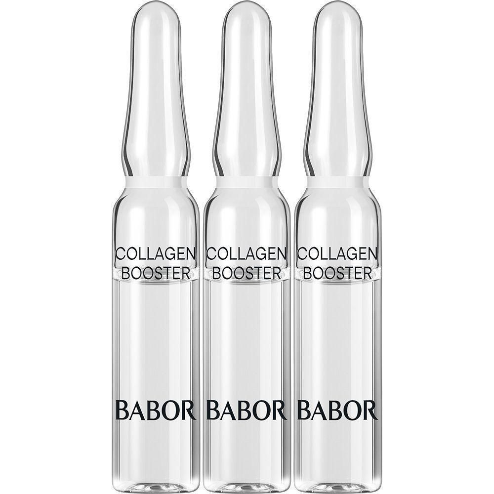 Trois ampoules transparentes. Inscription "Collagen Booster" et "BABOR".