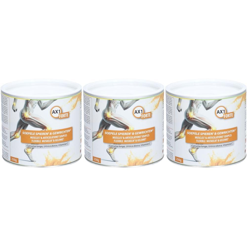 Trois boîtes AX1 Forte. Boîtes blanches avec couvercles, étiquettes avec informations et logo. Inscription : SOEPFEL SPUREN & GEWICHTEN.