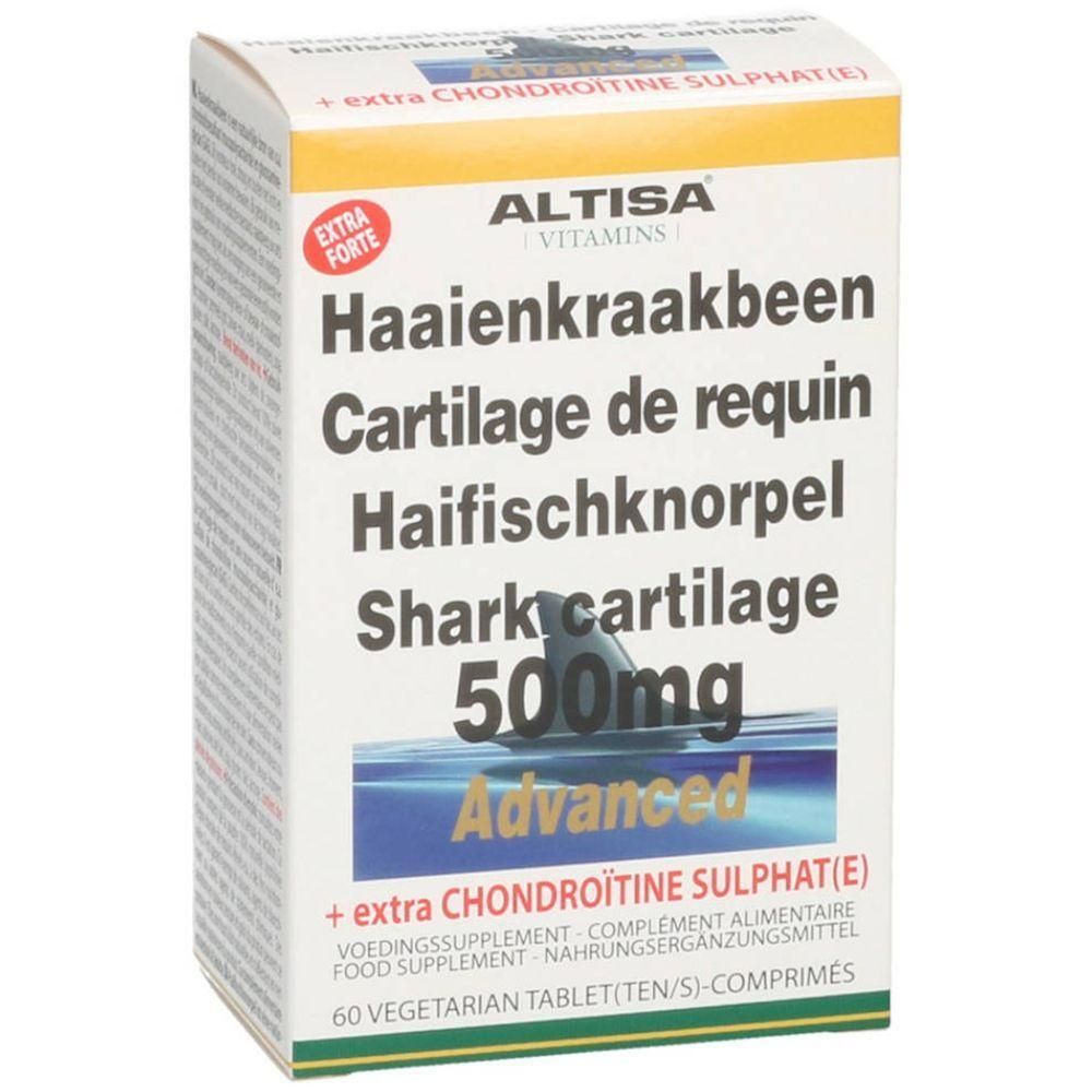 Boîte blanche avec nom et logo du produit. Contient un complément alimentaire pour cartilage. Contient 60 comprimés. Avec chondroïtine.
