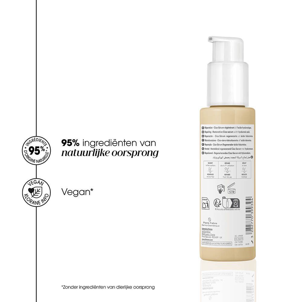 Fles met pompdosering, 95% ingrediënten van natuurlijke oorsprong, vegan.