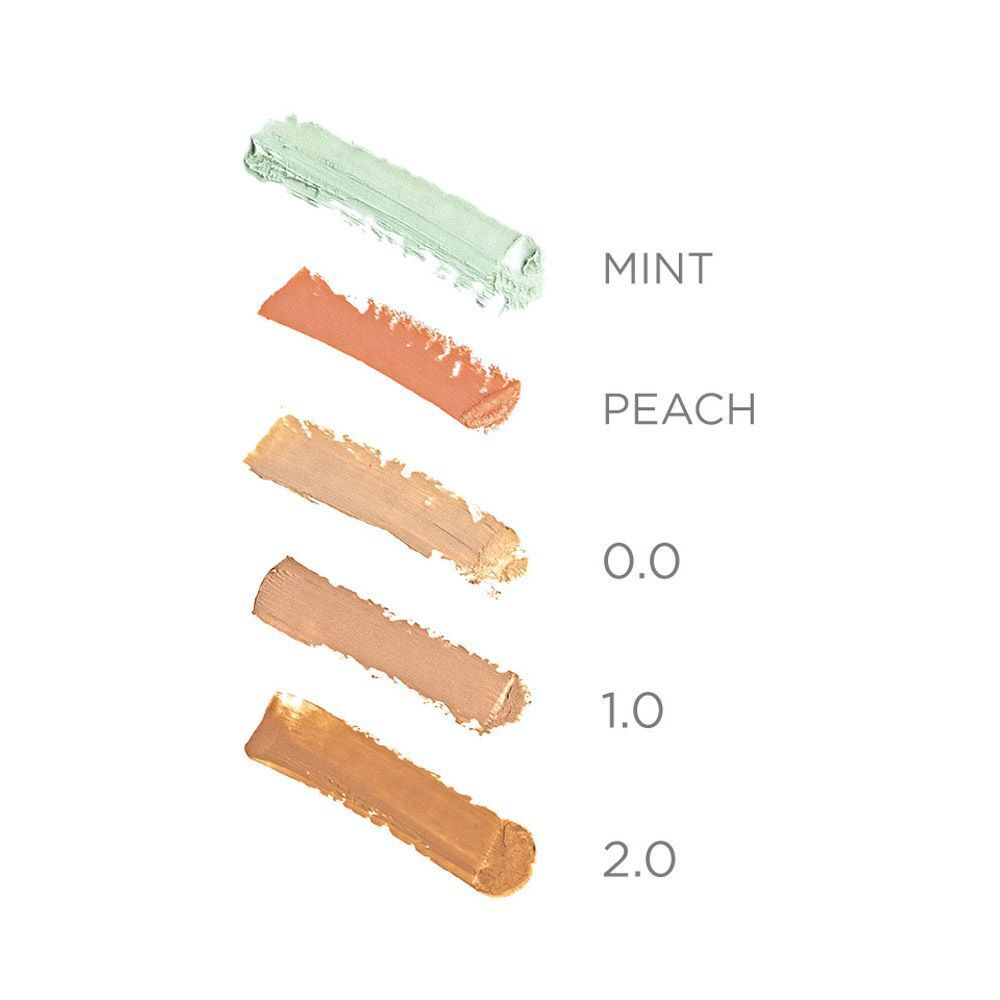 Kleurenpalet met kleurmonsters: Mint, Peach, 0.0, 1.0, 2.0. Tekst naast elk monster.