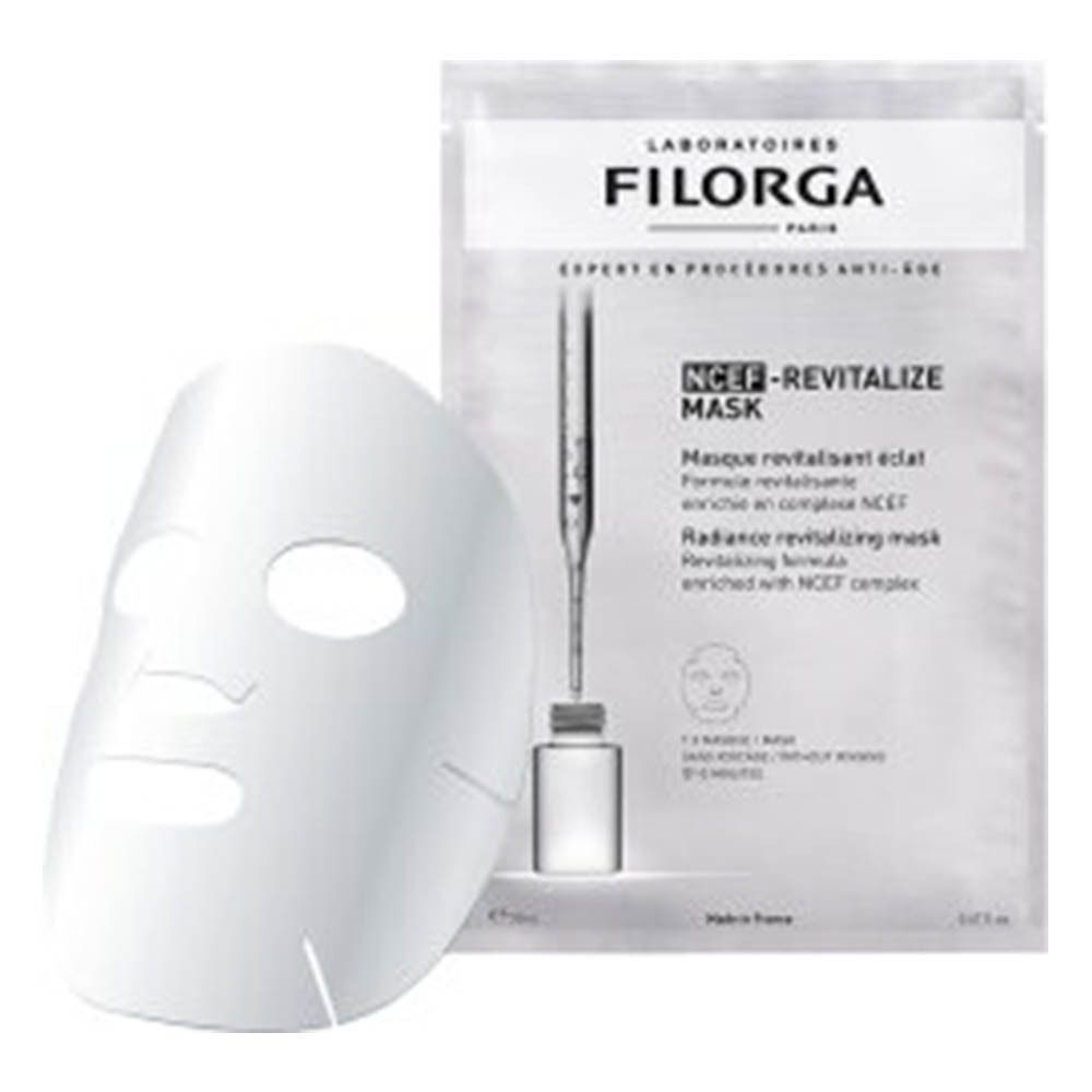 Gezichtsmasker en verpakking. Wit masker en zakje met productinformatie.