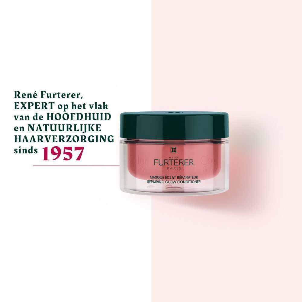 Pot roze product met donkergroene deksel. Tekst: René Furterer, EXPERT op het vlak van de hoofdhuid en natuurlijke haarverzorging sinds 1957.