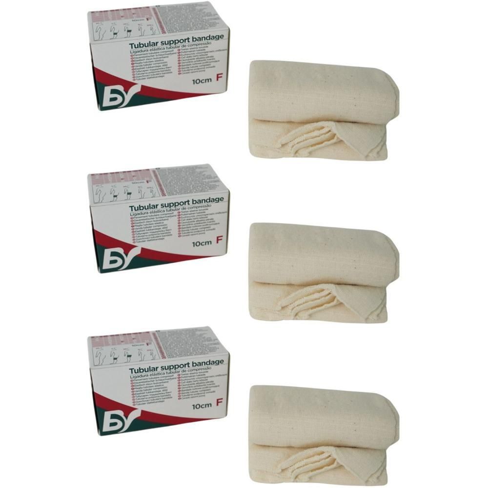 Plusieurs rouleaux et emballages de BV Pansement Tubulaire Compressif F. Emballages avec texte et logo. Bandages roulés.