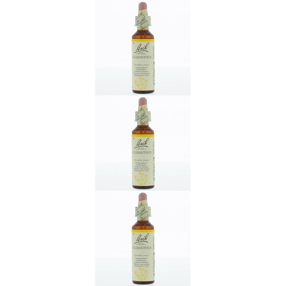 Drie flessen met gele vloeistof. Elke fles heeft een etiket met tekst. De flessen hebben een roze dop.