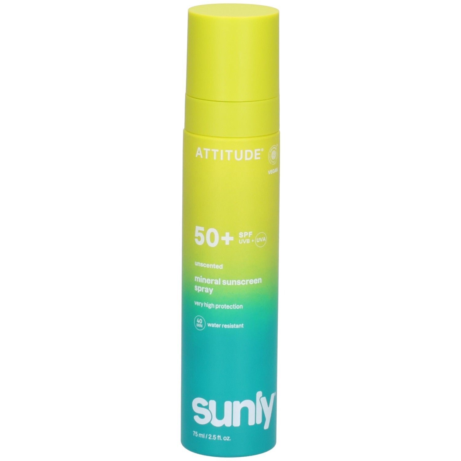 ATTITUDE Spray écran solaire minéral, 75ml, vegan et sans cruauté.