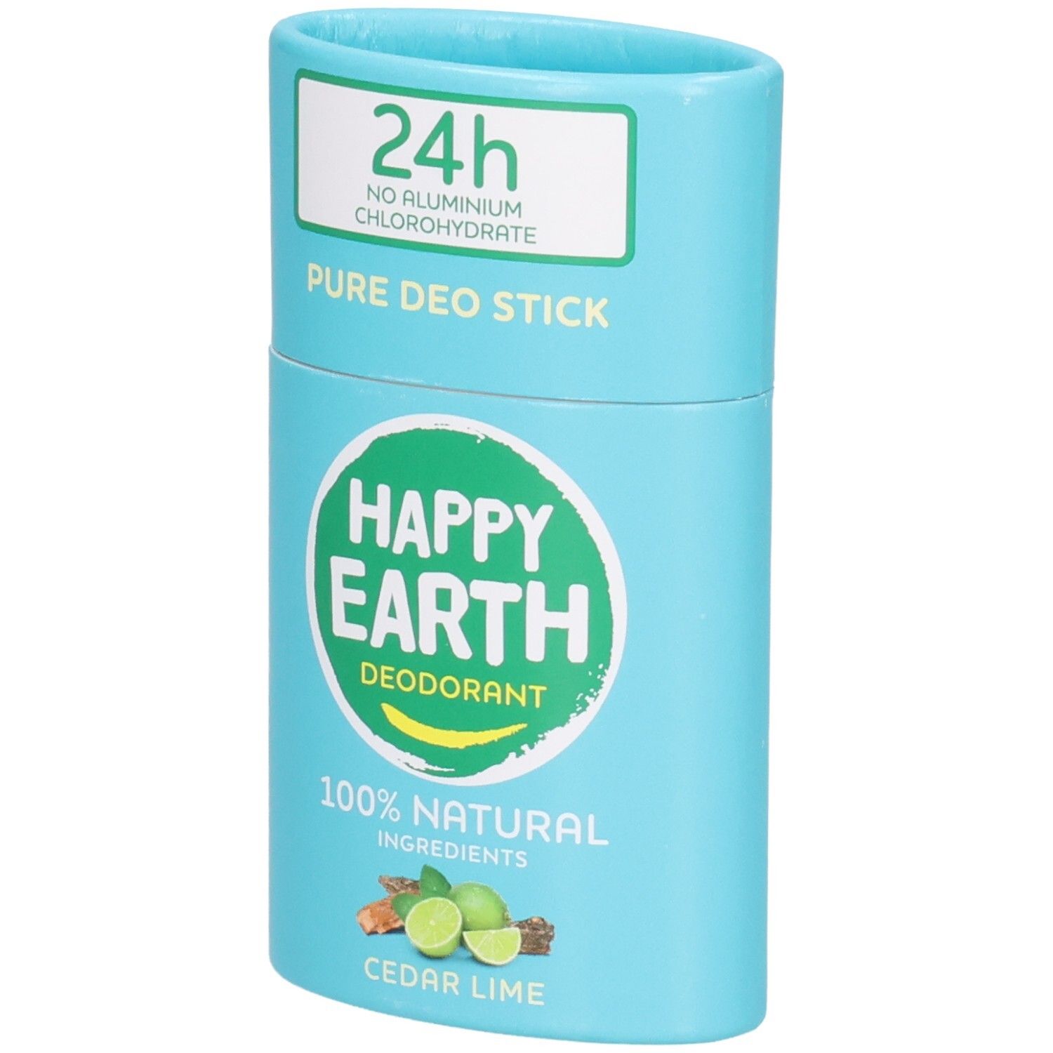 Happy Earth Deodorant Stick Ceder Limoen, 24u bescherming, 100% natuurlijke ingrediënten.