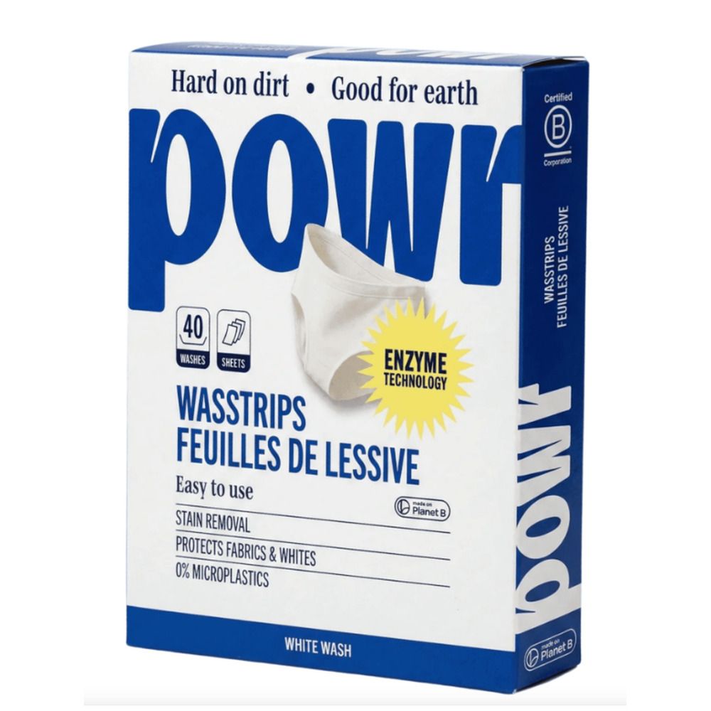 POWR wasstrips voor witte was, 40 vellen, met enzymtechnologie.
