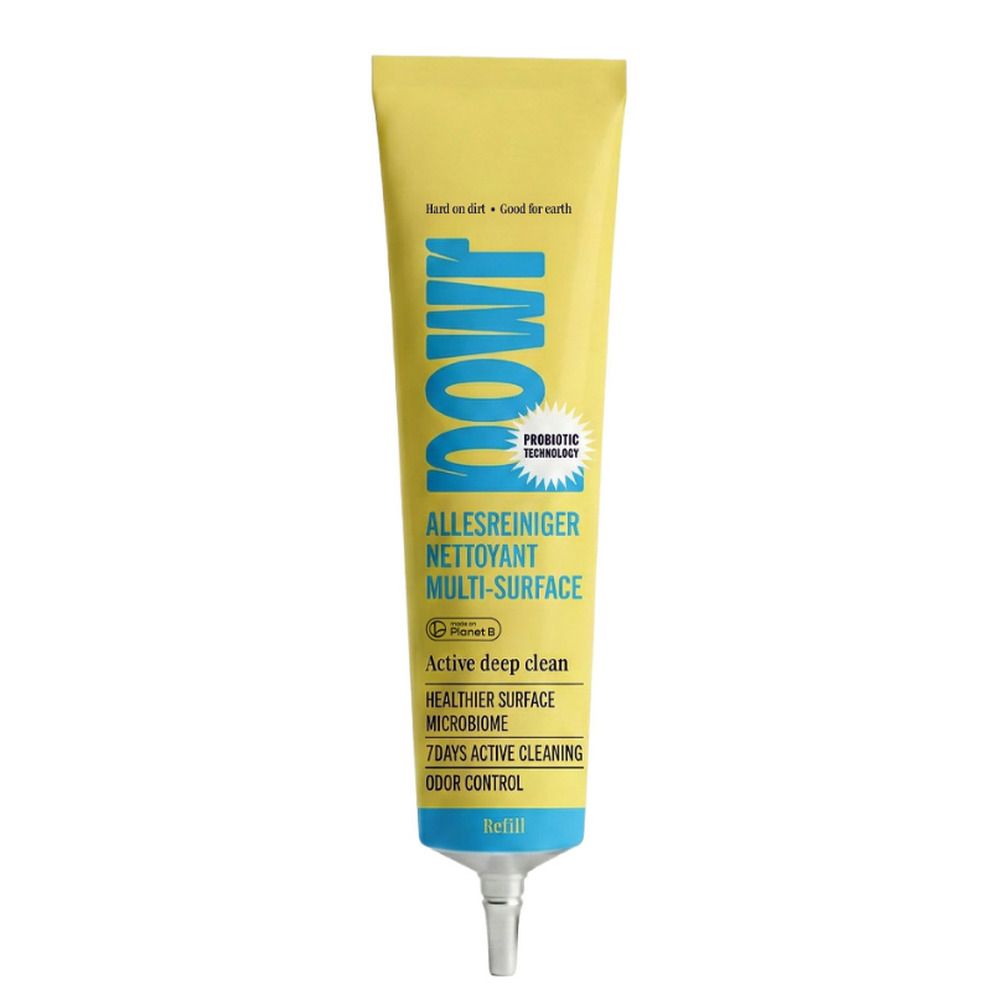POWR recharge multi-usages, emballage jaune avec inscription bleue.