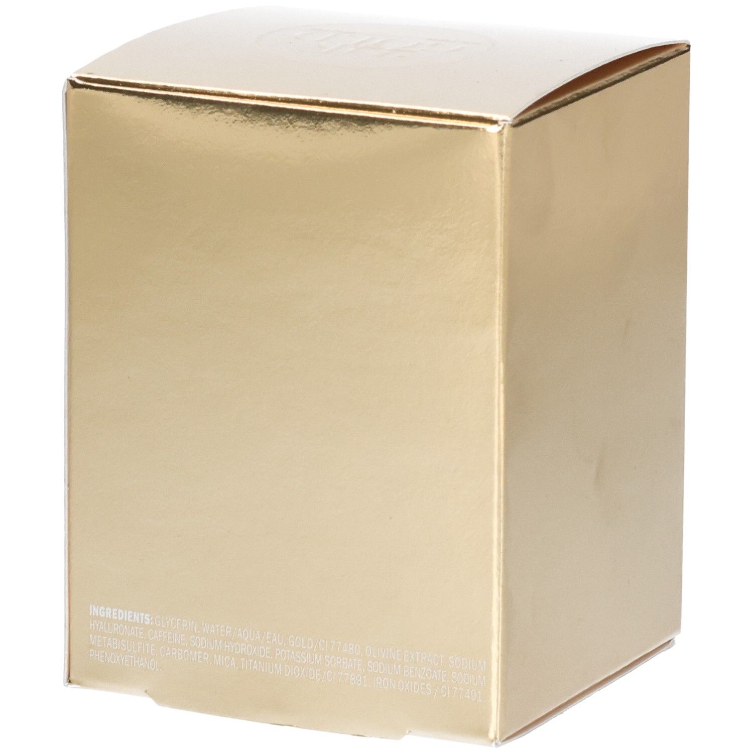 Gouden doos van Peter Thomas Roth 24K Gold Mask met ingrediënten erop gedrukt.