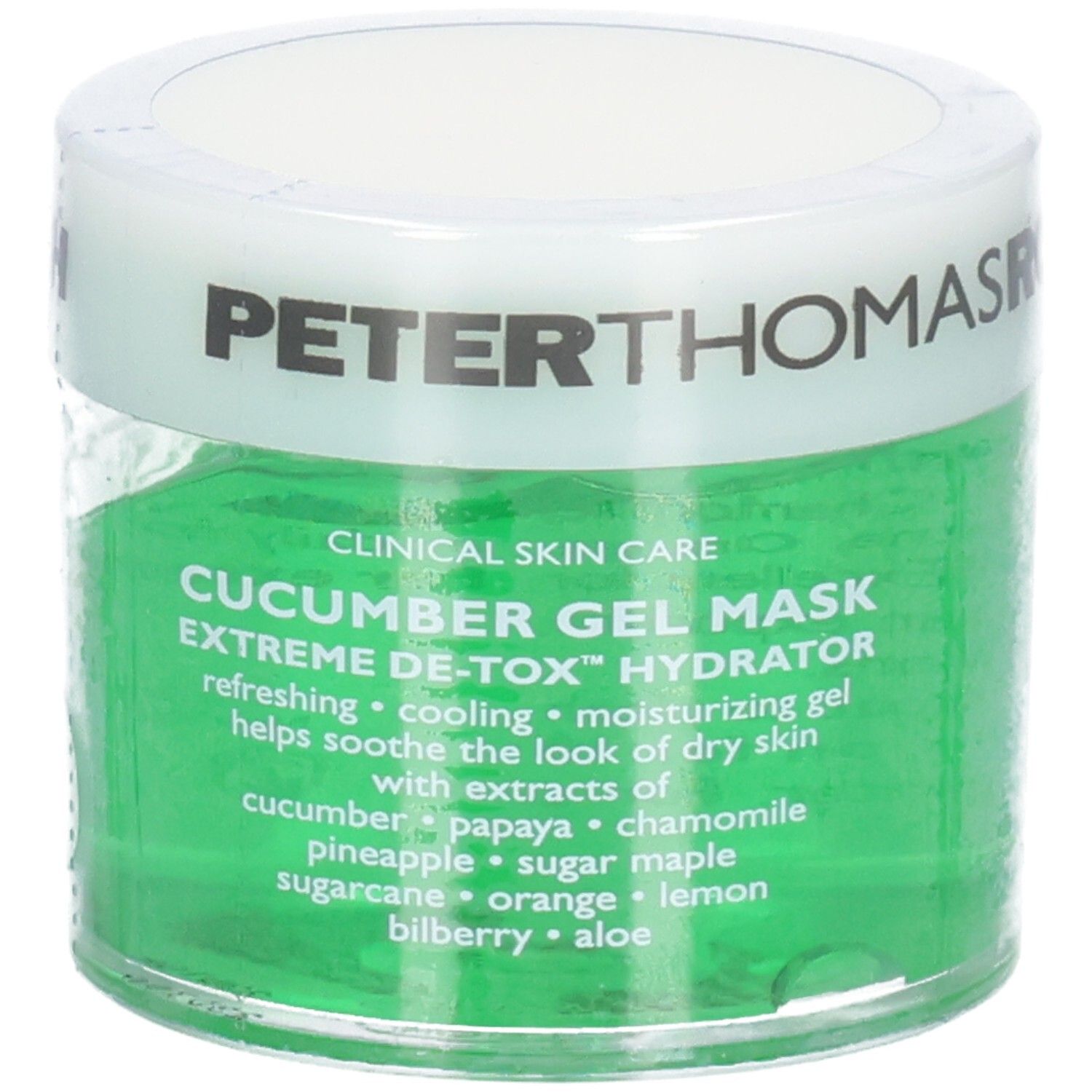 Peter Thomas Roth Cucumber Gel Mask, gel hydratant aux extraits de concombre et de fruits.