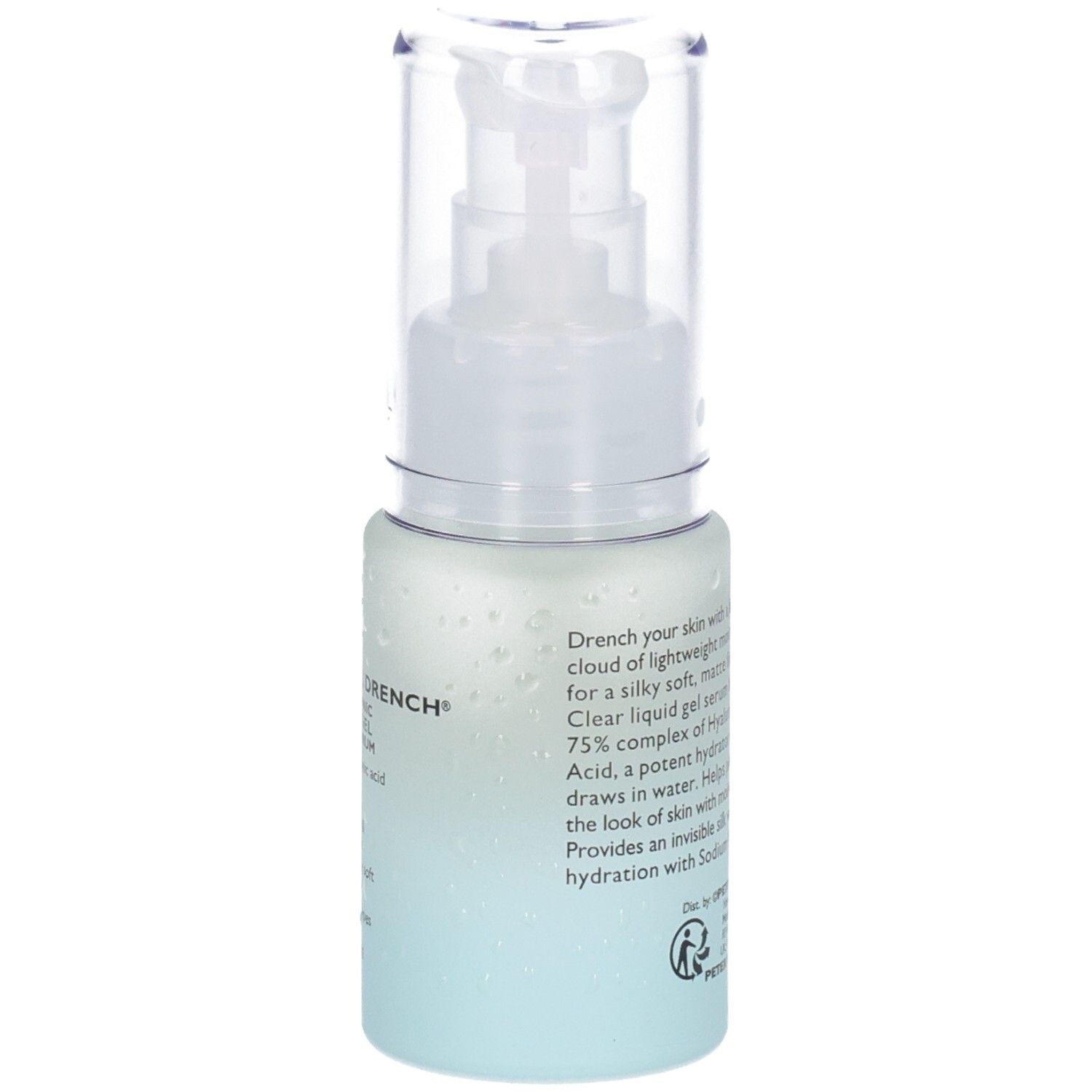 Flacon de sérum Peter Thomas Roth Water Drench mettant l'accent sur la texture et l'effet hydratant.