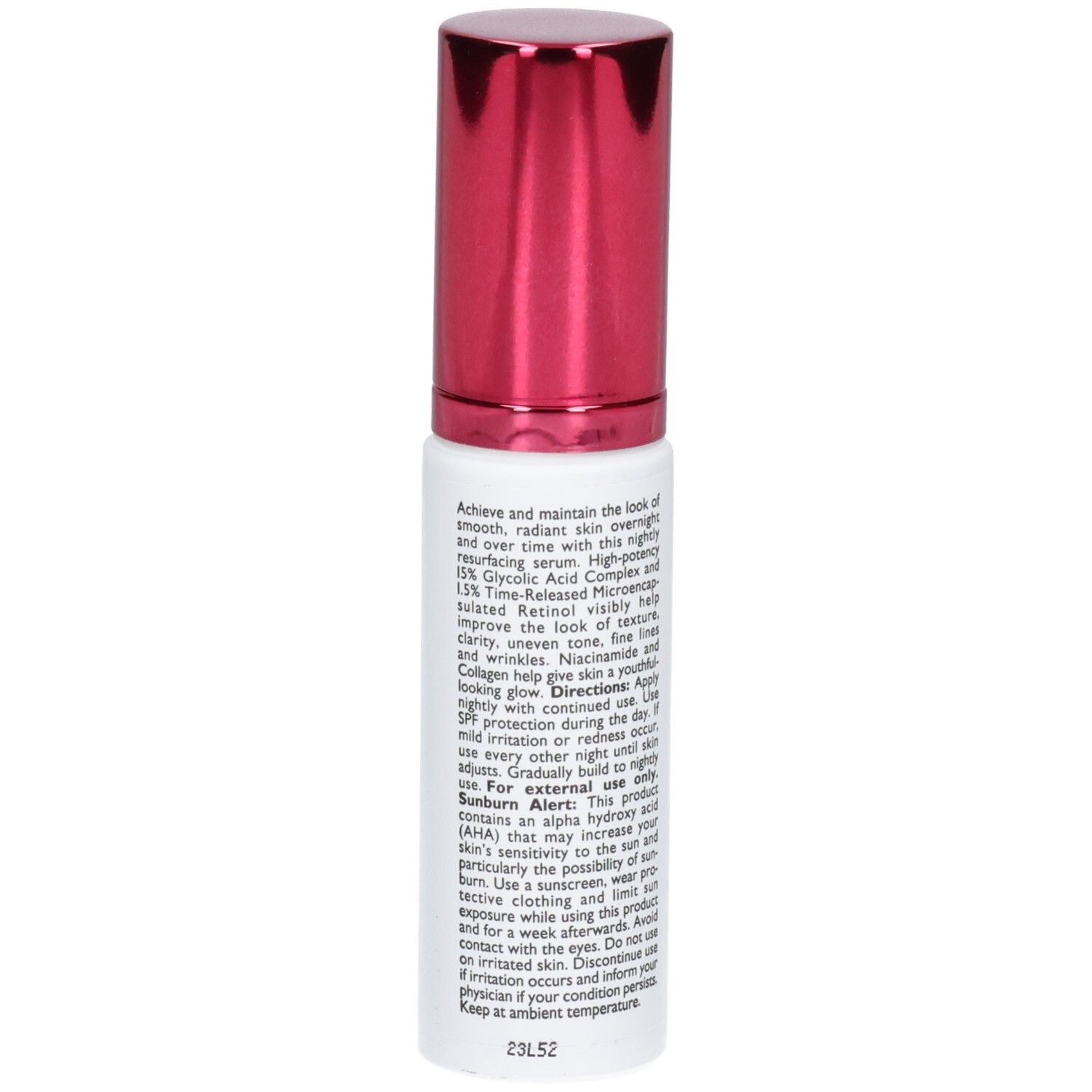 Peter Thomas Roth Even Smoother Glycolic Retinol Serum fles met gedetailleerde instructies.