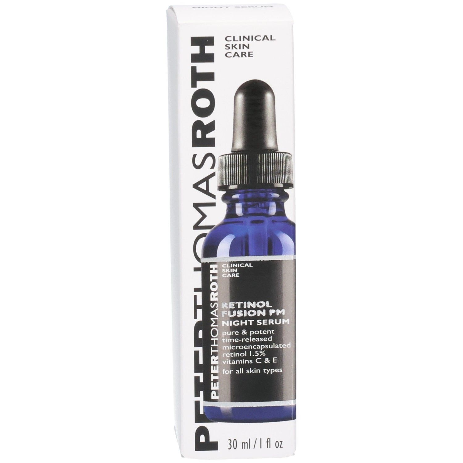 Peter Thomas Roth Retinol Fusion PM Nachtserum fles in verpakkingsdoos, 30 ml / 1 fl oz.