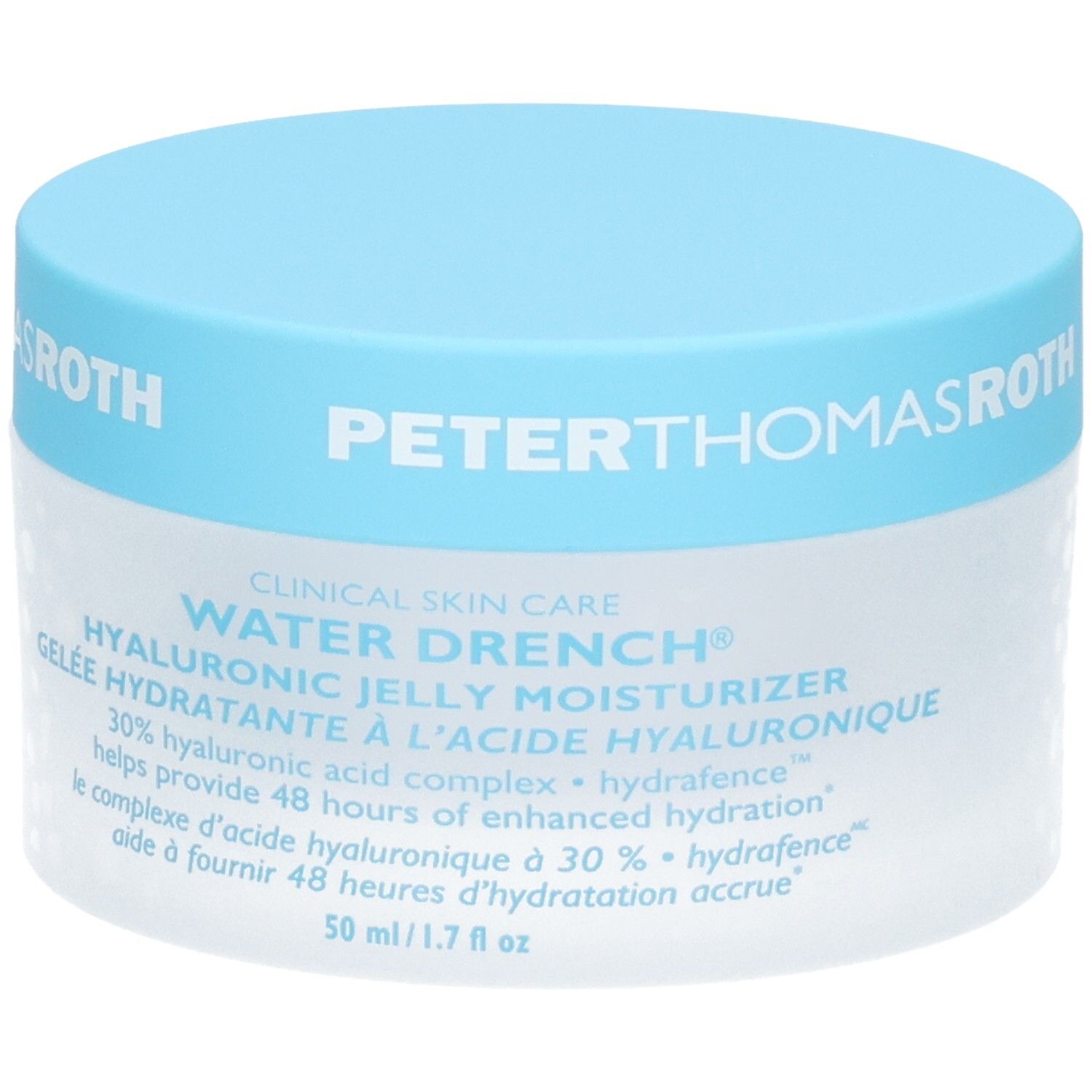 Peter Thomas Roth Water Drench Hyaluronic Jelly Moisturizer, 50ml pot met blauwe dop.