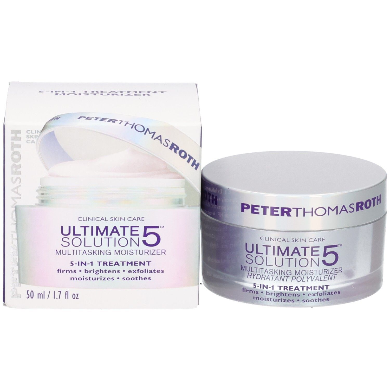 Pot Peter Thomas Roth Ultimate Solution 5 Moisturizer et son emballage.