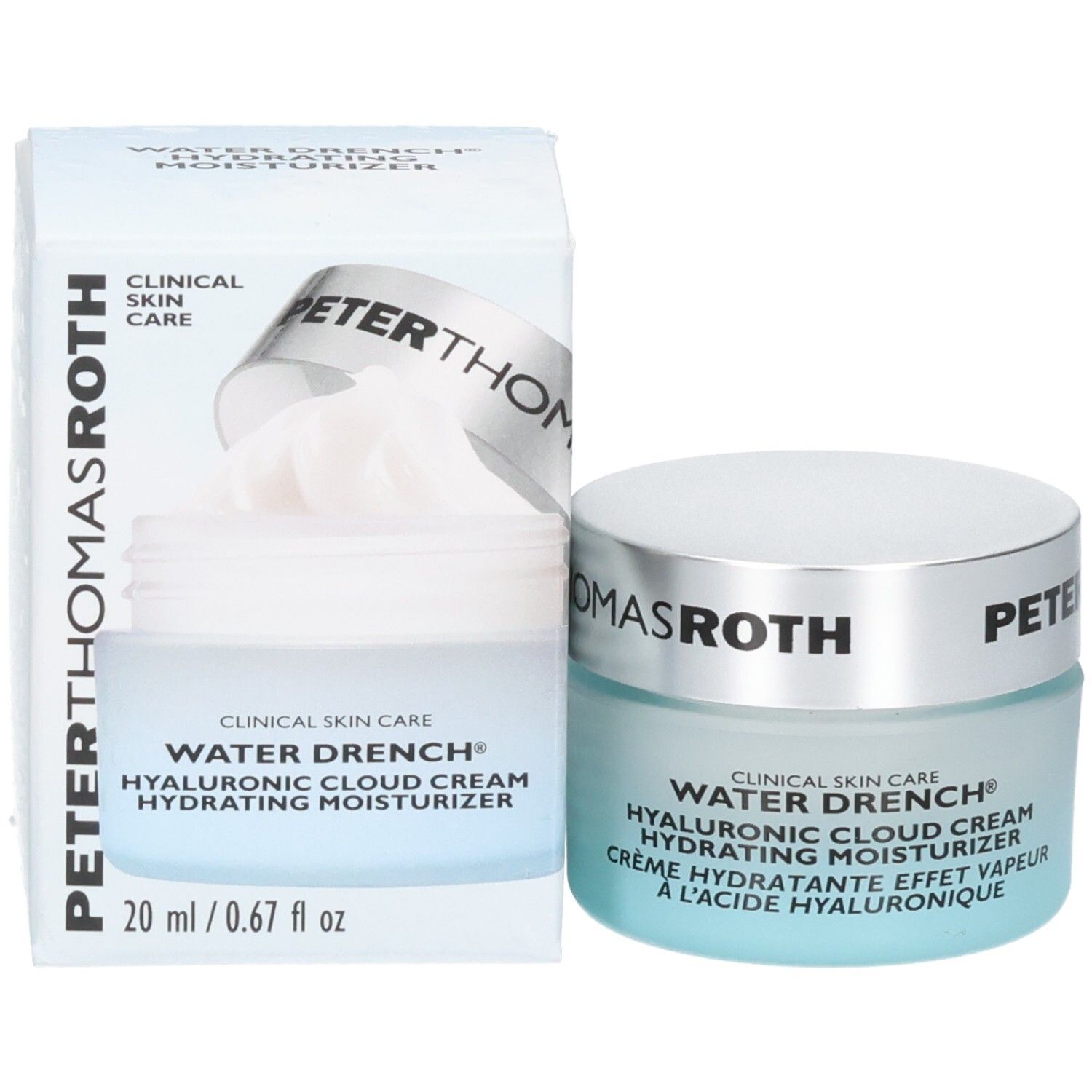 Crème hydratante Peter Thomas Roth Water Drench Hyaluronic Cloud Cream et son emballage.