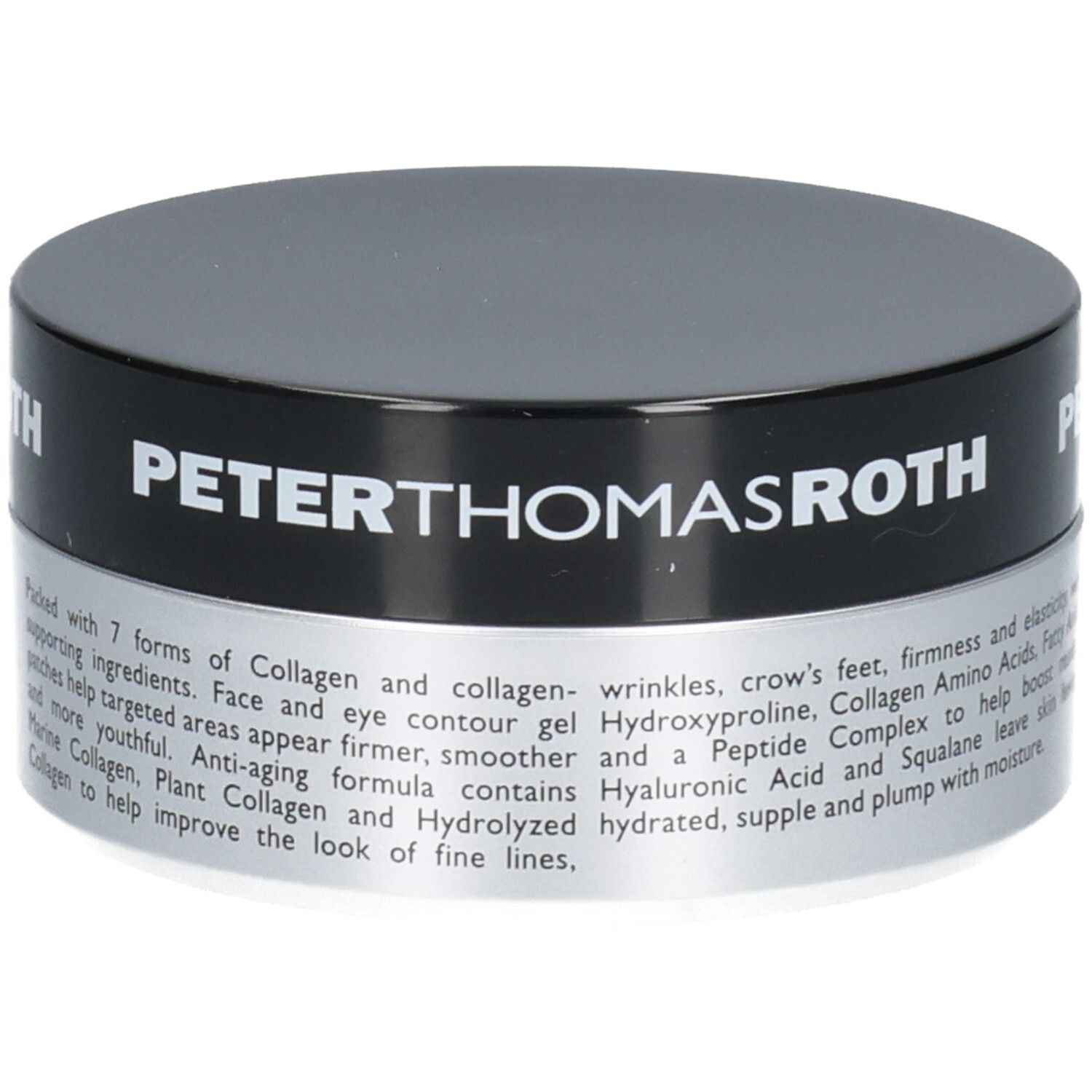 Peter Thomas Roth FIRMx Collagen Hydra-Gel Gezichts- en Oogpads: beschrijving van voordelen in het Engels.