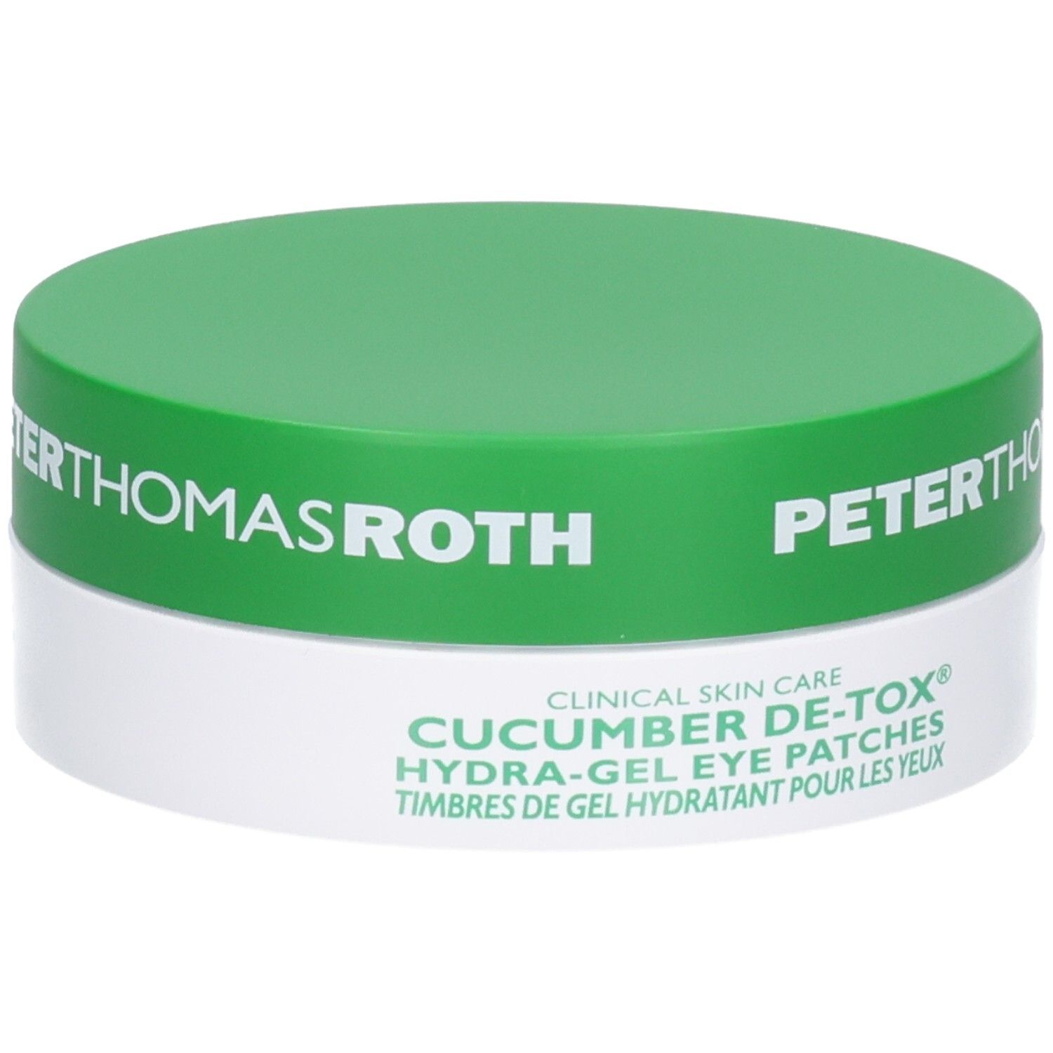 Peter Thomas Roth Cucumber De-Tox Hydra-Gel Eye Patches in groen-witte pot.