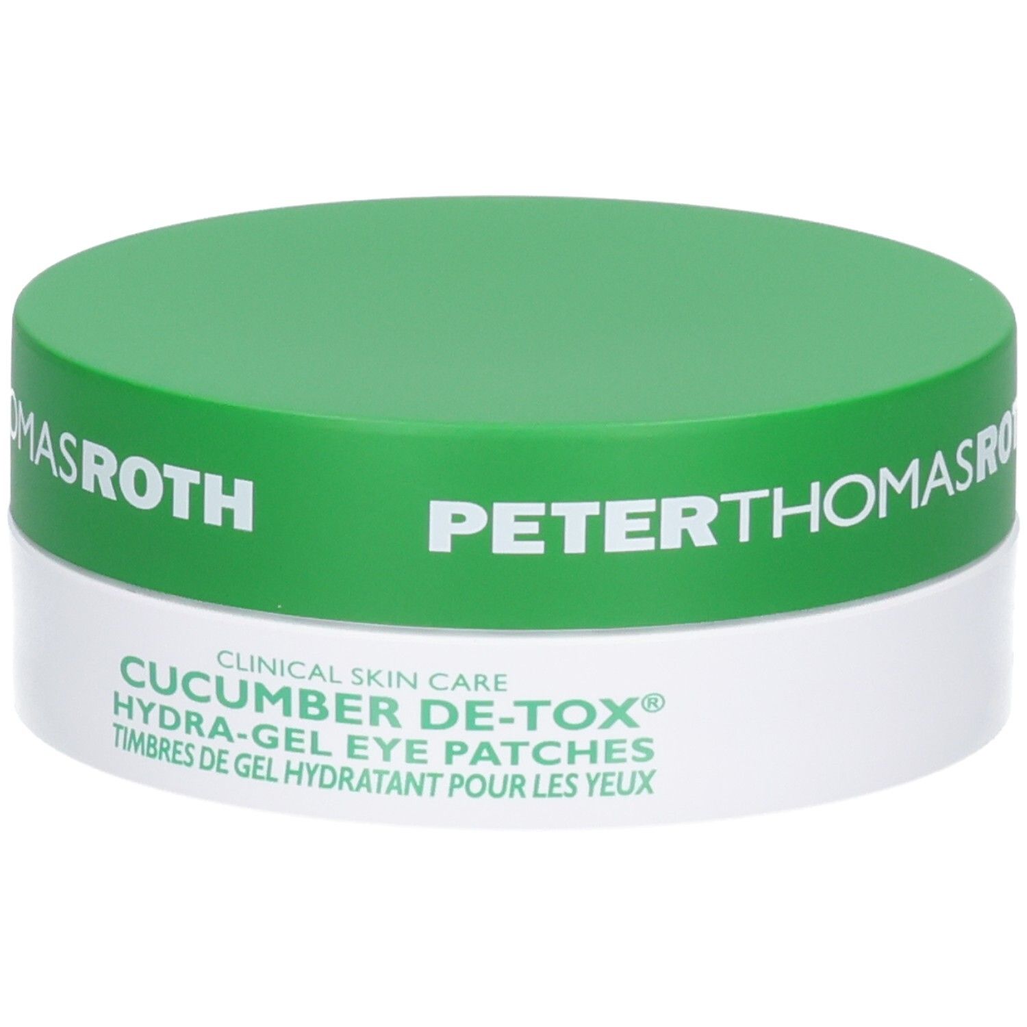 Peter Thomas Roth Cucumber De-Tox Hydra-Gel Eye Patches in groen-witte pot.