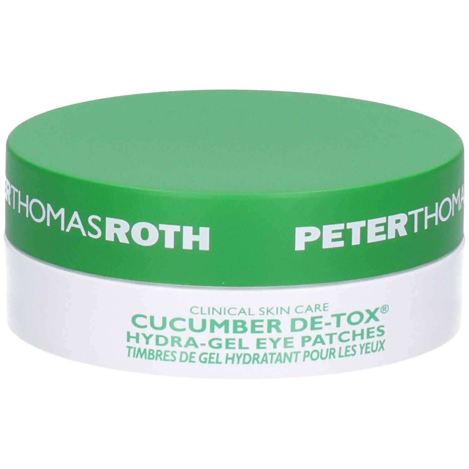 Peter Thomas Roth Cucumber De-Tox Hydra-Gel Eye Patches in groen-witte pot.