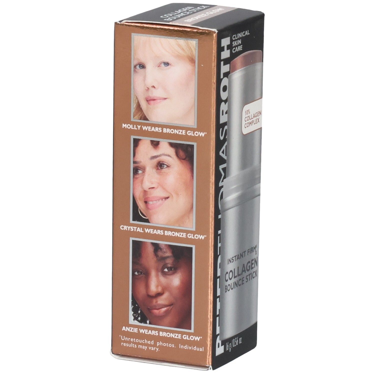 Peter Thomas Roth Instant FirmX Collagen Bounce Stick Bronze Glow avec trois femmes.