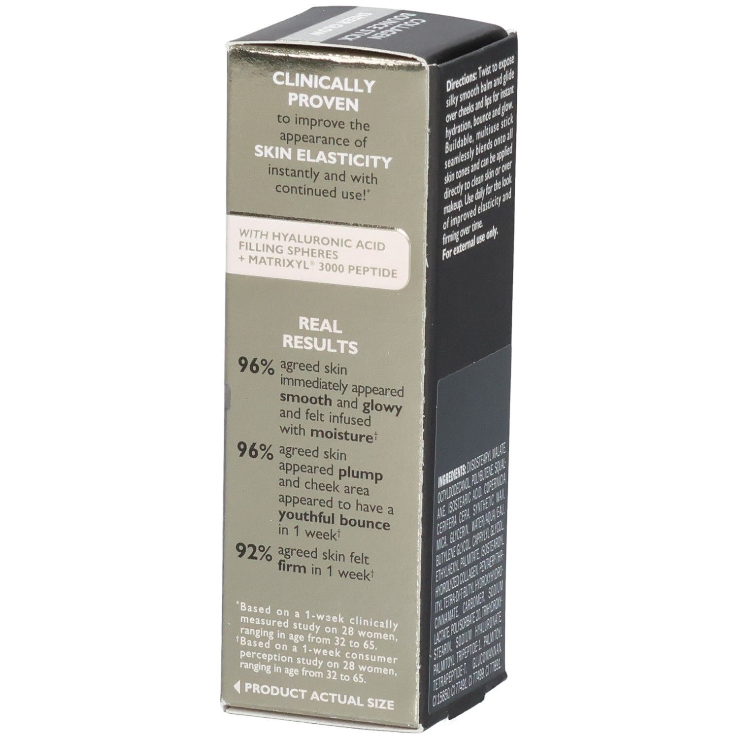 Peter Thomas Roth Instant FirmX Collagen Bounce Stick verpakking met klinische resultaten en ingrediënten.