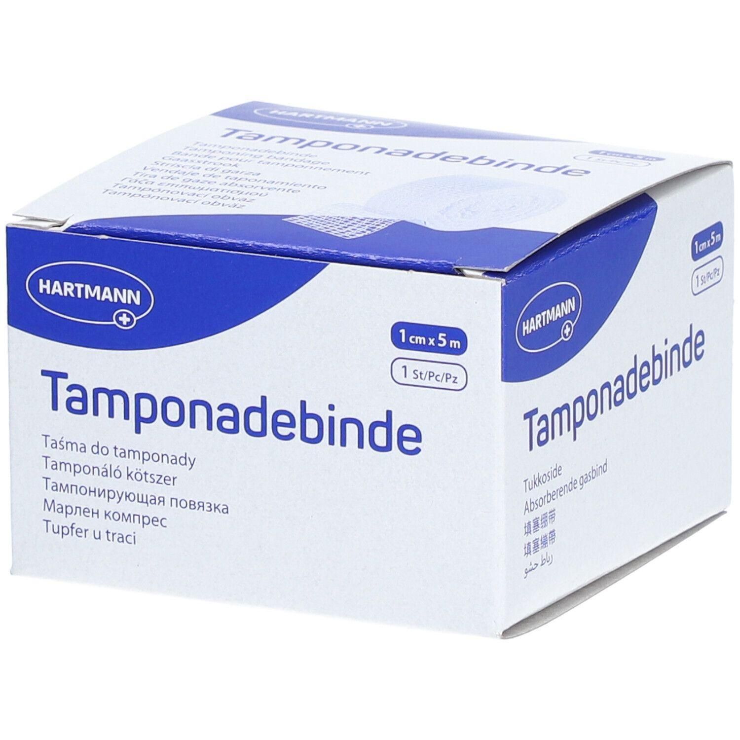 Hartmann Tamponadebinde, 1cm x 5m, 1 stuk.
