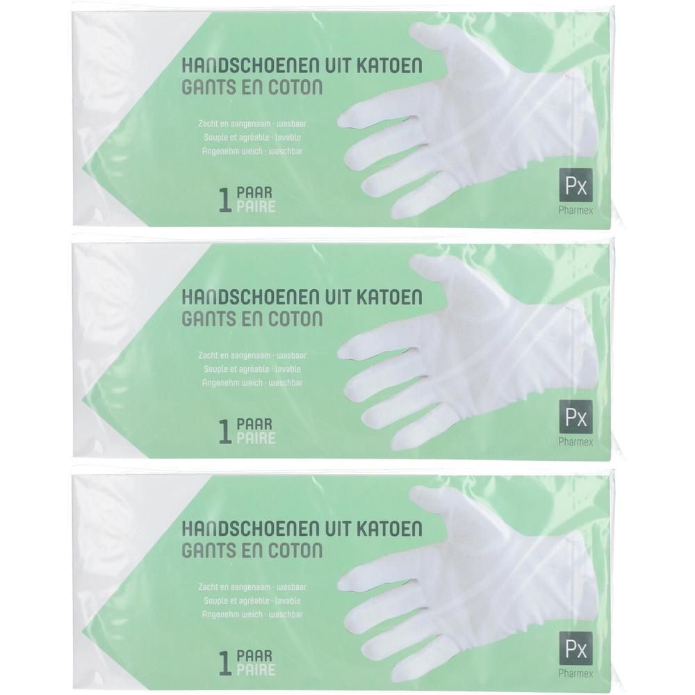 Trois paquets de gants en coton blancs, 1 paire chacun.