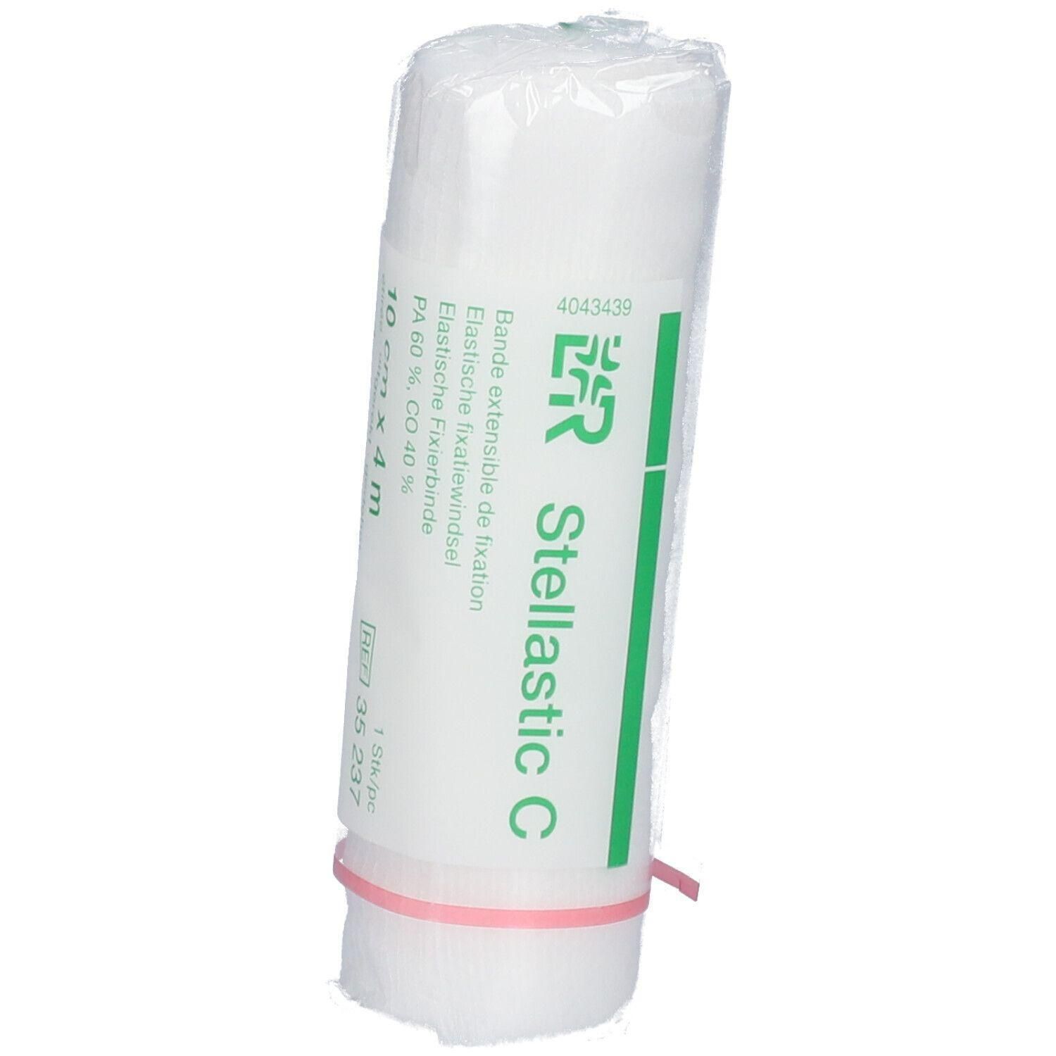 Bande extensible de fixation, 10 cm x 4 m, avec inscription 'Stellastic C'.